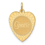 14K Yellow Gold Heart Disc Name Charm view