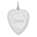 14K White Gold Heart Disc Name Charm