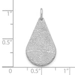 10K White Gold Tear Drop Fingerprint Charm view