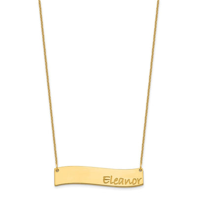 14K Medium Yellow Gold Medium Bradley Hand Curved Bar Necklace, 18 x 38.24mm