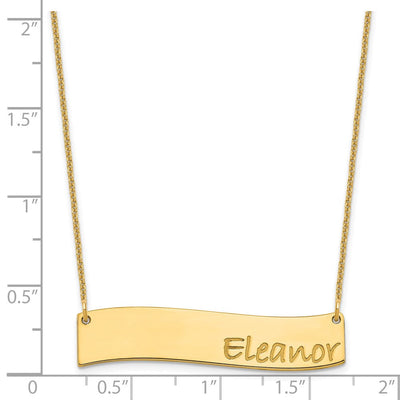 14K Medium Yellow Gold Medium Bradley Hand Curved Bar Necklace, 18 x 38.24mm