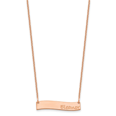 14K Rose Gold Small BRADLEY HAND Curved Bar Necklace
