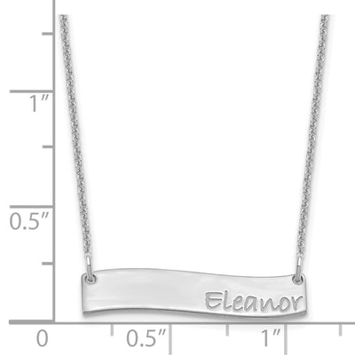 14K White Gold Small BRADLEY HAND Curved Bar Necklace