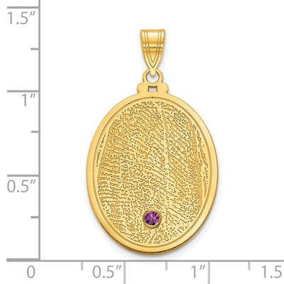 14K Yellow Gold Oval Fingerprint w/ 14K Bezel Birthstone Pendant