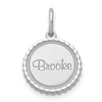 14K White Gold Scalloped Disc with Name Charm view