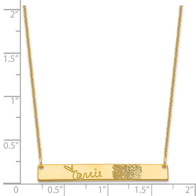 14K Yellow Gold Signature and Fingerprint Bar Necklace