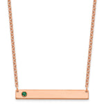 14K Rose gold 1 Birthstone w/ 14k Bezel Large Bar Necklace view 1