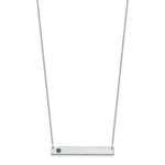 10K White Gold 1 Birthstone w/ 14k Bezel Large Bar Necklace view 2