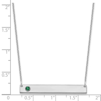 14K White Gold 1 Birthstone w/ 18K Rhodium Plated Bezel Large Bar Necklace
