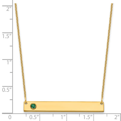 14K Yellow Gold 1 Birthstone w/ 14K Bezel Large Bar Necklace