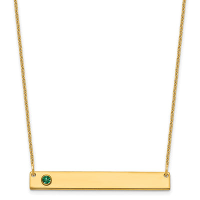 14K Yellow Gold 1 Birthstone w/ 14K Bezel Large Bar Necklace