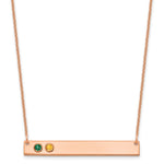 14K Rose Gold 2 Birthstone w/ 14k Bezel Large Bar Necklace view 1
