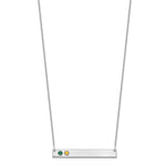 14K White Gold 2 Birthstone w/ 18k Rhodium Plated Bezel Large Bar Necklace view 2