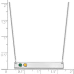 14K White Gold 2 Birthstone w/ 18k Rhodium Plated Bezel Large Bar Necklace view 3
