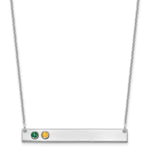 10K White Gold 2 Birthstone w/ 14k Bezel Large Bar Necklace view 1