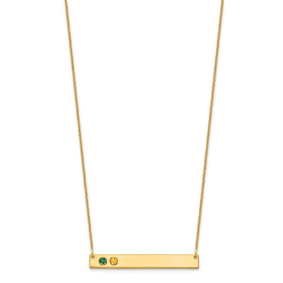 14K Yellow Gold 2 Birthstone w/ 14K Bezel Large Bar Necklace