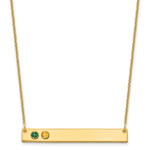 14K Yellow Gold 2 Birthstone w/ 14k Bezel Large Bar Necklace view 1