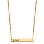 10K Yellow Gold 3 Birthstone w/ 14k Bezel Large Bar Necklace view 2