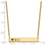 10K Yellow Gold 3 Birthstone w/ 14k Bezel Large Bar Necklace view 3