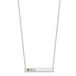 14K White Gold 3 Birthstone w/ 18k Rhodium Plated Bezels Large Bar Necklace view 2