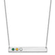 10K White Gold 3 Birthstone w/ 14k Bezel Large Bar Necklace