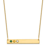 14K Yellow Gold 3 Birthstone w/ 14k Bezel Large Bar Necklace view 1