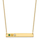 14K Yellow Gold 3 Birthstone w/ 14k Bezel Large Bar Necklace