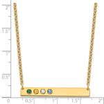 10K Yellow Gold 4 Birthstone w/ 14k Bezel Large Bar Necklace view 3