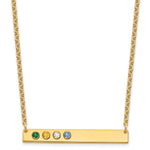 10K Yellow Gold 4 Birthstone w/ 14k Bezel Large Bar Necklace view 1