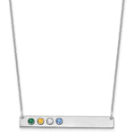 14K White Gold 4 Birthstone w/ 18k Rhodium Plated Bezels Large Bar Necklace view 1