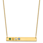 14K Yellow Gold 4 Birthstone w/ 14k Bezel Large Bar Necklace view 1