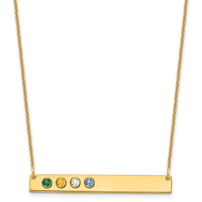 14K Yellow Gold 4 Birthstone w/ 14K Bezel Large Bar Necklace