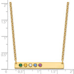 10K Yellow Gold 5 Birthstone w/ 14k Bezel Large Bar Necklace view 3