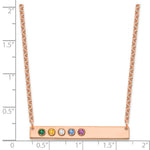 14K Rose Gold 5 Birthstone w/ 14k Bezel Large Bar Necklace view 2