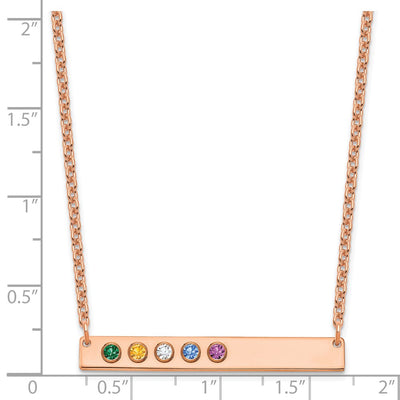 14K Rose Gold 5 Birthstone w/ 14K Bezel Large Bar Necklace