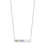 14K White Gold 5 Birthstone w/ 18k Rhodium Plated Bezels Large Bar Necklace view 2