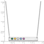14K White Gold 5 Birthstone w/ 18k Rhodium Plated Bezels Large Bar Necklace view 3
