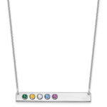 14K White Gold 5 Birthstone w/ 18k Rhodium Plated Bezels Large Bar Necklace view 1
