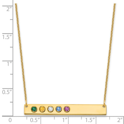 14K Yellow Gold 5 Birthstone w/ 14K Bezel Large Bar Necklace