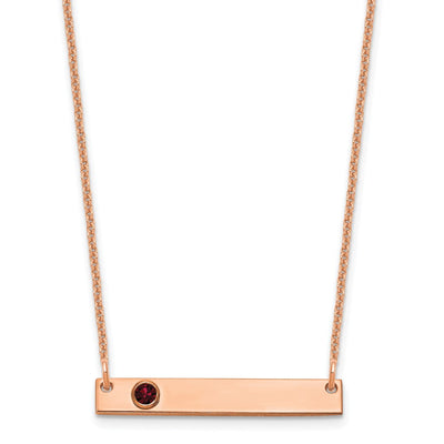14K Rose Gold 1 Birthstone w/ 14K Bezel Small Bar Necklace