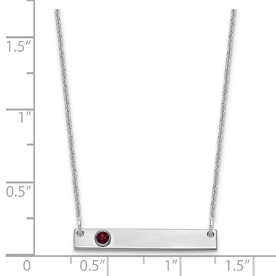 14K White Gold 1 Birthstone w/ 18K Rhodium Plated Bezel Small Bar Necklace