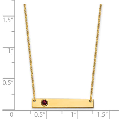14K Yellow Gold 1 Birthstone w/ 14K Bezel Small Bar Necklace