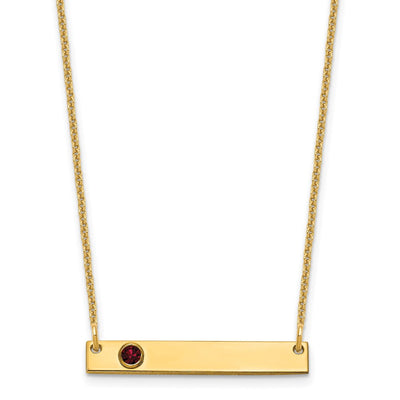 14K Yellow Gold 1 Birthstone w/ 14K Bezel Small Bar Necklace