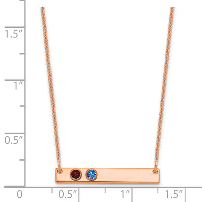 14K Rose Gold 2 Birthstone w/ 14K Bezel Small Bar Necklace