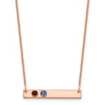 14K Rose Gold 2 Birthstone w/ 14k Bezel Small Bar Necklace view 1