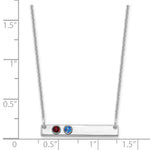 14K White Gold 2 Birthstone w/ 18k Rhodium Plated Bezels Small Bar Necklace view 3