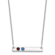 14K White Gold 2 Birthstone w/ 18k Rhodium Plated Bezels Small Bar Necklace
