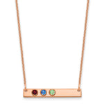 14K Rose Gold 3 Birthstone w/ 14k Bezel Small Bar Necklace view 1