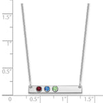 14K White Gold 3 Birthstone w/ 18k Rhodium Plated Bezels Small Bar Necklace view 3