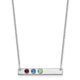 14K White Gold 3 Birthstone w/ 18k Rhodium Plated Bezels Small Bar Necklace
